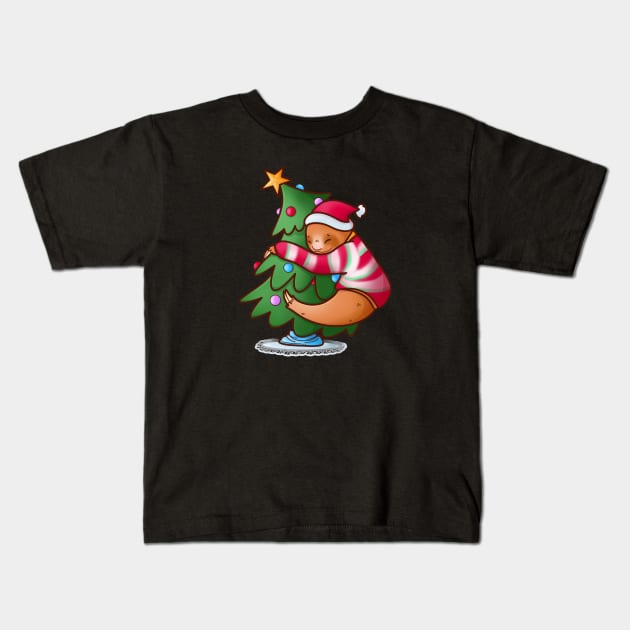 Christmas Sloth Kids T-Shirt by candice-allen-art